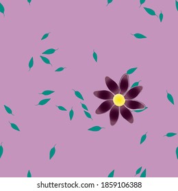Seamless vector pattern with flowers and leafs