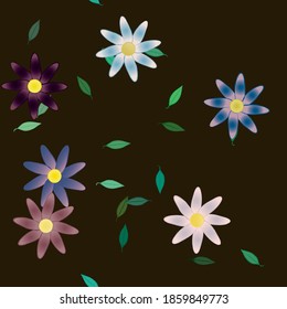 Seamless vector pattern with flowers and leafs