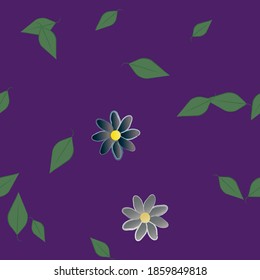 Seamless vector pattern with flowers and leafs