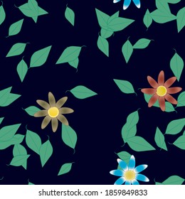 Seamless vector pattern with flowers and leafs