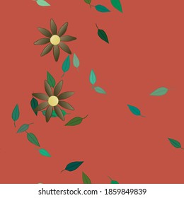 Seamless vector pattern with flowers and leafs