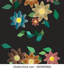 Seamless vector pattern with flowers and leafs