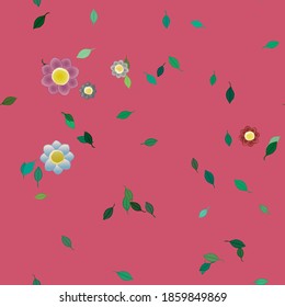 Seamless vector pattern with flowers and leafs