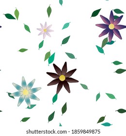 Seamless vector pattern with flowers and leafs