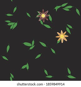 Seamless vector pattern with flowers and leafs