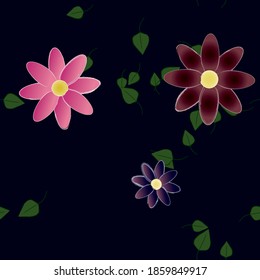 Seamless vector pattern with flowers and leafs