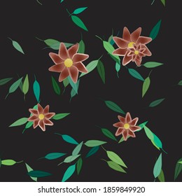 Seamless vector pattern with flowers and leafs