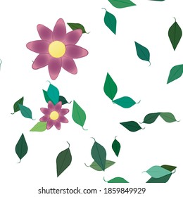 Seamless vector pattern with flowers and leafs