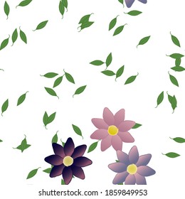 Seamless vector pattern with flowers and leafs