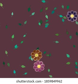 Seamless vector pattern with flowers and leafs