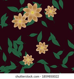 Seamless vector pattern with flowers and leafs
