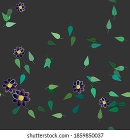 Seamless vector pattern with flowers and leafs