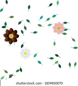 Seamless vector pattern with flowers and leafs