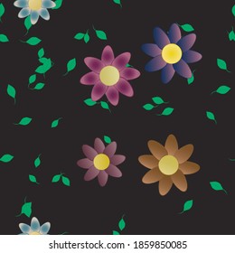 Seamless vector pattern with flowers and leafs