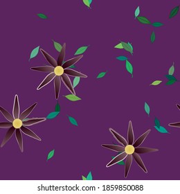 Seamless vector pattern with flowers and leafs
