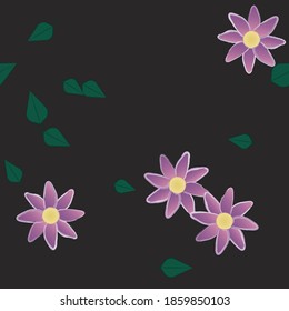 Seamless vector pattern with flowers and leafs