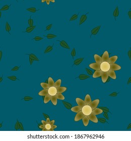 Seamless vector pattern with flowers and leafs
