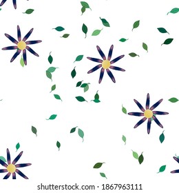 Seamless vector pattern with flowers and leafs