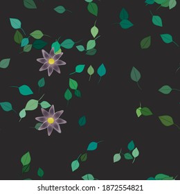 Seamless vector pattern with flowers and leafs