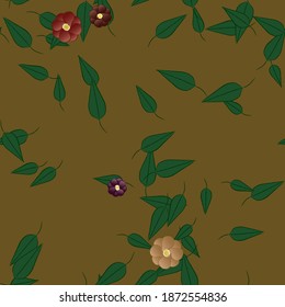 Seamless vector pattern with flowers and leafs