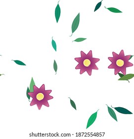 Seamless vector pattern with flowers and leafs