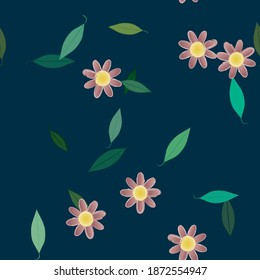 Seamless vector pattern with flowers and leafs