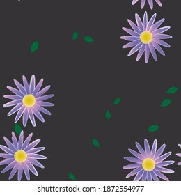 Seamless vector pattern with flowers and leafs