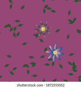 Seamless vector pattern with flowers and leafs