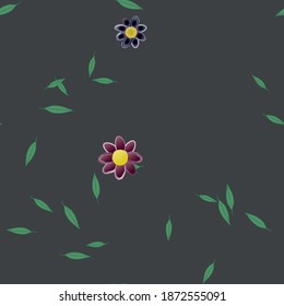 Seamless vector pattern with flowers and leafs