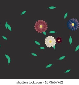 Seamless vector pattern with flowers and leafs
