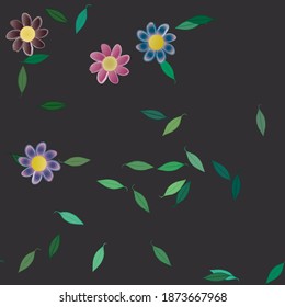 Seamless vector pattern with flowers and leafs