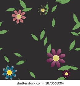 Seamless vector pattern with flowers and leafs