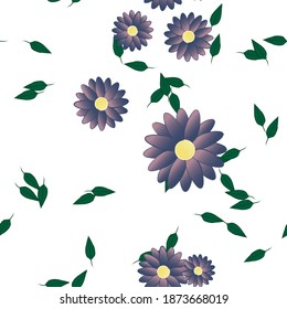 Seamless vector pattern with flowers and leafs