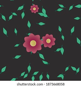 Seamless vector pattern with flowers and leafs