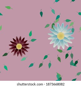 Seamless vector pattern with flowers and leafs