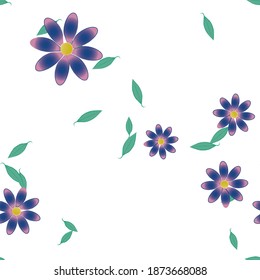 Seamless vector pattern with flowers and leafs