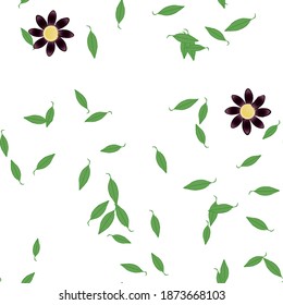Seamless vector pattern with flowers and leafs