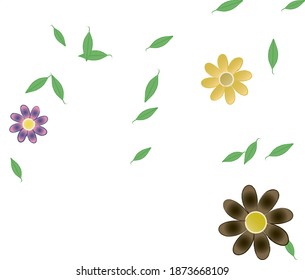 Seamless vector pattern with flowers and leafs