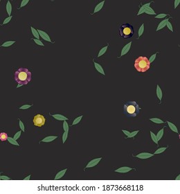 Seamless vector pattern with flowers and leafs