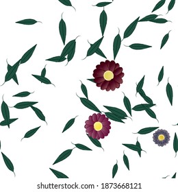 Seamless vector pattern with flowers and leafs