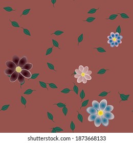 Seamless vector pattern with flowers and leafs