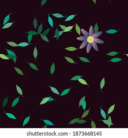 Seamless vector pattern with flowers and leafs