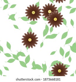 Seamless vector pattern with flowers and leafs