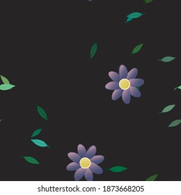 Seamless vector pattern with flowers and leafs