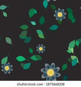 Seamless vector pattern with flowers and leafs