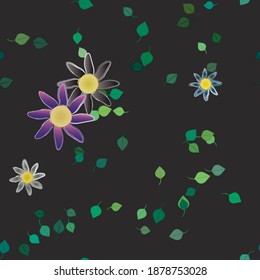 Seamless vector pattern with flowers and leafs