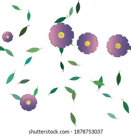 Seamless vector pattern with flowers and leafs