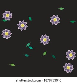 Seamless vector pattern with flowers and leafs