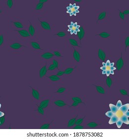 Seamless vector pattern with flowers and leafs