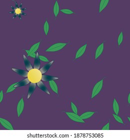 Seamless vector pattern with flowers and leafs